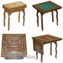 Highly Collectable Circa 1910 Syrian Damascus Inlaid Backgammon Card Table