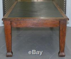 Huge Circa 1900 Solid Oak Refectory Library Dining Table Lovely Thick Legs