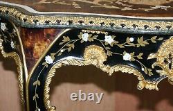 Important Pair Of Pietra Dura Marble Demi Lune Console Tables Bronze Gilding