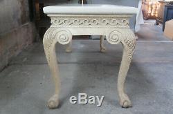 Irish Chippendale 61 Console Sofa Table Ball & Claw Scalloped Modern Chic White