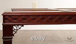 Kindel Chinese Chippendale Style Large Mahogany & Glass Coffee Table