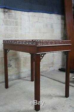 Kindel Chippendale Carved Mahogany Tea Table Coffee Library Parlor Fretwork