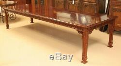 Kindel Furniture Chinese Chippendale Chinoiserie Mahogany Dining Table 4 LEAVES