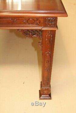 Kindel Furniture Chinese Chippendale Chinoiserie Mahogany Dining Table 4 LEAVES