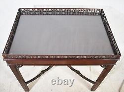 Kindel Mahogany Chinese Chippendale Style Tea Table Occasional Table Fretwork