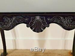 Kindel Winterthur Mahogany Highly Carved Chippendale Tea Table Custom Glass Top