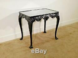 Kindel Winterthur Mahogany Highly Carved Chippendale Tea Table Custom Glass Top