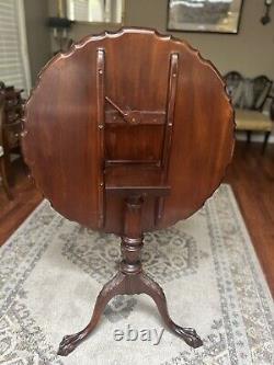 Kittinger Carved Chippendale Mahogany Tilt Top Table