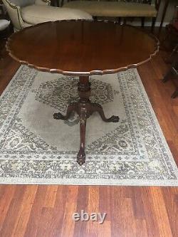 Kittinger Carved Chippendale Mahogany Tilt Top Table