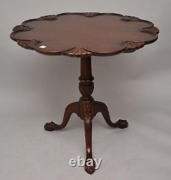 Kittinger Carved Shells Chippendale Mahogany Tilt Top Table Ball & Claw A285