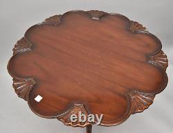 Kittinger Carved Shells Chippendale Mahogany Tilt Top Table Ball & Claw A285