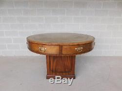 Kittinger Chippendale Style Mahogany Tooled Leather Top Rent Table