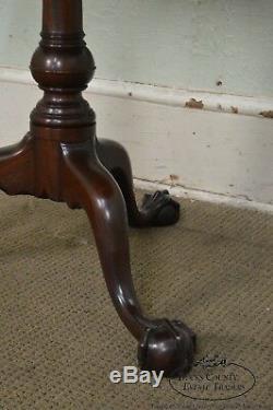 Kittinger Colonial Williamsburg Solid Mahogany Chippendale Ball & Claw Tilt Top
