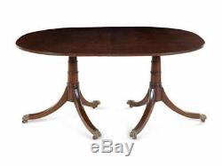 Kittinger Mahogany Chippendale Two Pedestal Dining Table with 2 Leaves Clawfoot