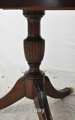 Kittinger Mahogany Chippendale Two Pedestal Dining Table with 4 Leaves Clawfoot