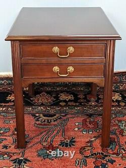 L. & J. G. Stickley Solid Cherry Traditional 2 Drawer End Table Chippendale
