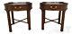 L33069ec Pair Baker Round Mahogany Chippendale Lamp Tables