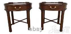 L33069EC Pair BAKER Round Mahogany Chippendale Lamp Tables