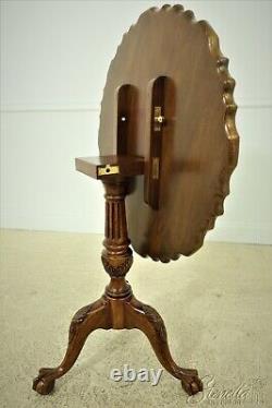L33430EC LINEAGE Leather Top Ball & Claw Mahogany Tilt Top Table