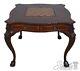 L61808ec English Chippendale Carved Mahogany Leather Top Games Table