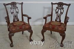 L65518EC Set of 8 ETHAN ALLEN Carved Mahogany Chippendale Dining Chairs