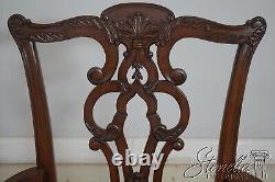 L65518EC Set of 8 ETHAN ALLEN Carved Mahogany Chippendale Dining Chairs