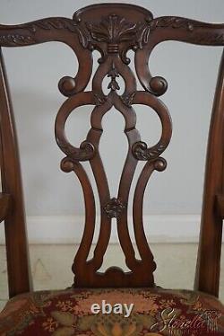 L65518EC Set of 8 ETHAN ALLEN Carved Mahogany Chippendale Dining Chairs