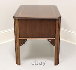 LANE Altavista Inlaid Mahogany Chippendale One-Drawer End Side Table