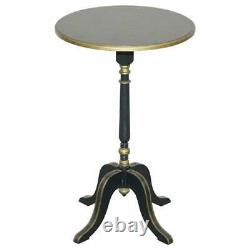 Lamp Side End Table With Ebonised Black Frames And Gold Gilt Wood Detailing