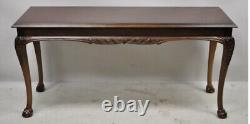 Lane Chinese Chippendale Georgian Mahogany Ball & Claw Console Sofa Hall Table