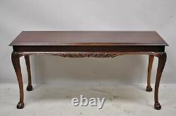 Lane Chinese Chippendale Georgian Mahogany Ball & Claw Console Sofa Hall Table
