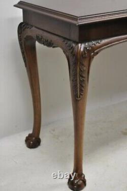 Lane Chinese Chippendale Georgian Mahogany Ball & Claw Console Sofa Hall Table