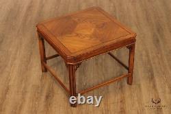 Lane Chinese Chippendale Style Pair of Square Oak End Tables