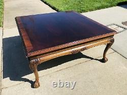 Lane Clawfoot Mahogany Coffee Table Square Claw & Ball Queens Anne Legs