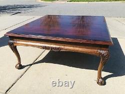 Lane Clawfoot Mahogany Coffee Table Square Claw & Ball Queens Anne Legs