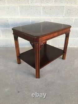 Lane Furniture Banded Mahogany Chippendale Style 2 Tier Side Table