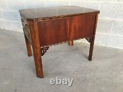 Lane Furniture Banded Mahogany Chippendale Style Single Drawer Side Table