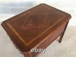 Lane Furniture Banded Mahogany Chippendale Style Single Drawer Side Table