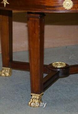 Large French Napoleon III Empire Style Dining Table Bronze Mounts Part Suite
