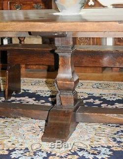 Large Oak Refectory Table Kitchen Dining Trestle Tables 10 Feet Long