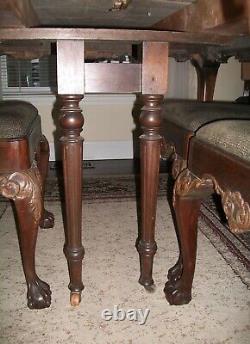 Late 1800's Early 1900's Antique Chippendale Mahogany 7 Piece Dining Set