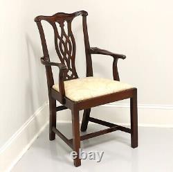 Late 20th Century Solid Mahogany Straight Leg Chippendale Armchair