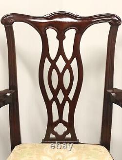 Late 20th Century Solid Mahogany Straight Leg Chippendale Armchair