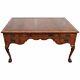 Leather Top Burled Walnut English Chippendale Georgian Writing Table Desk