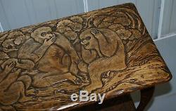 Liberty's London Three Monkey Hear See Speak No Evil Carved Coffee Side Table