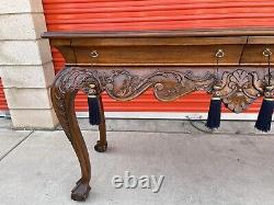 Lincoln Gerard Chippendale Ball & Claw Mahogany Console Table