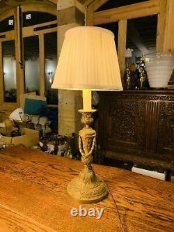 Louis XVI Style Gilt Bronze Candlestick Table Lamp, Circa 1850 Rococo