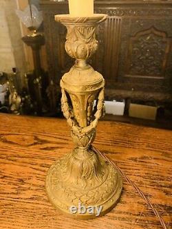 Louis XVI Style Gilt Bronze Candlestick Table Lamp, Circa 1850 Rococo