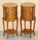 Lovely Pair Of Vintage French Burr Walnut Ormolu Mounted Side Tables Drawers