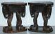 Lovely Pair Of Vintage Hand Carved Solid Wood Safari Tables Depicting Elephants